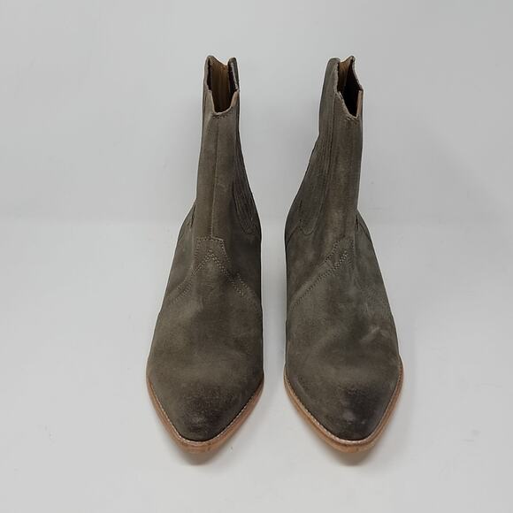 Free People New Frontier Green Suede Western Booties Size 10 - Picture 2 of 7